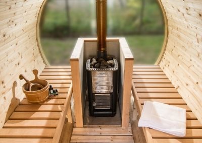 Sauna a botte vista interna riscaldatore