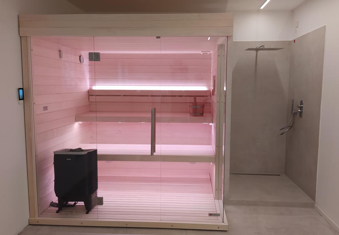 sauna con doccia combinata 180x220 cm sauna betulla rossa