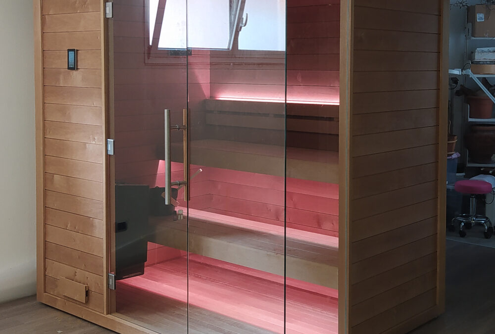 Bio-sauna con frontale vetrato