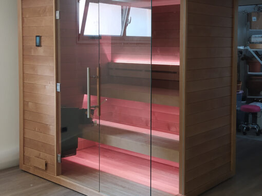 Bio-sauna con frontale vetrato