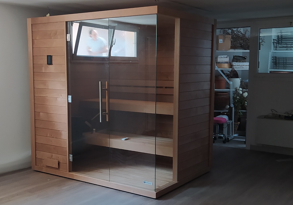 sauna finlandese con biosauna con vetrata sauna finlandese con biosauna con vetrata