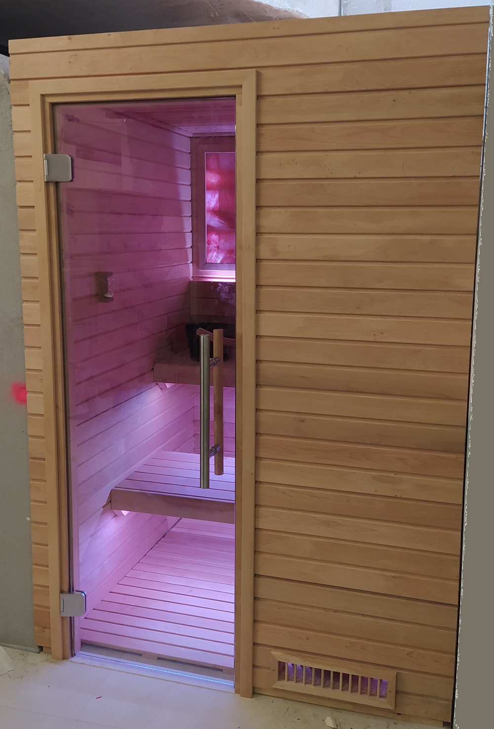 sauna con muro di sale2 sauna parete mattoni di sale